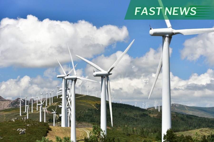 Wind turbines from Goldwind generate power on a mountainside