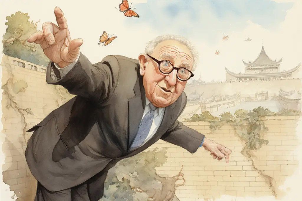 Illustration of Henry Kissinger in China