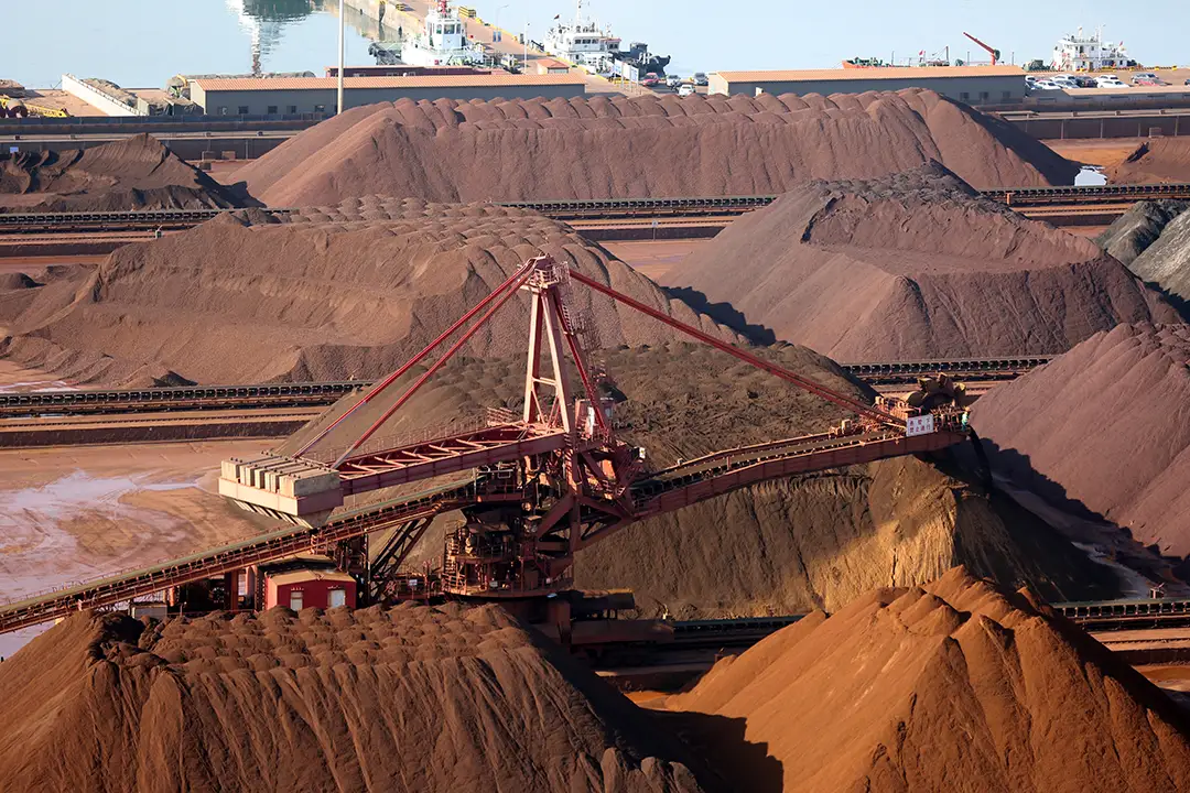 Ore piles in Rizhao Port, China