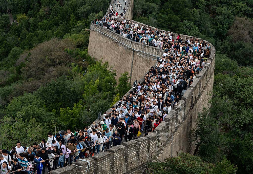 Chinese tourists on the Great Wall during the National Day holiday
