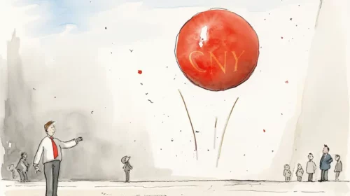 Illustration the rebounding Chinese Yuan