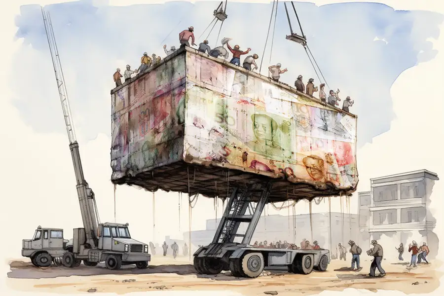 Illustration of the coming back Chinese Yuan, Renminbi
