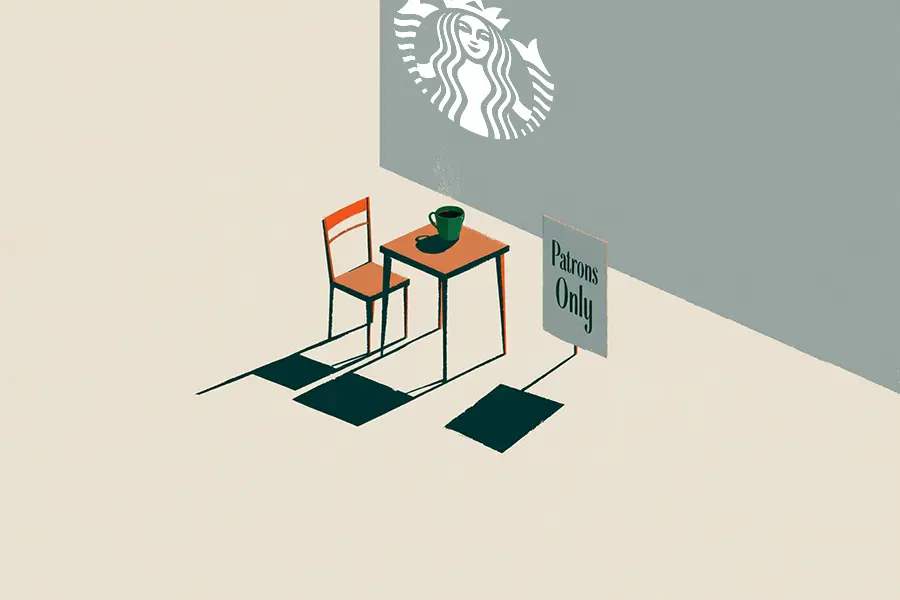 Illustration of Starbucks China's new policy to clear non-paying loiterers